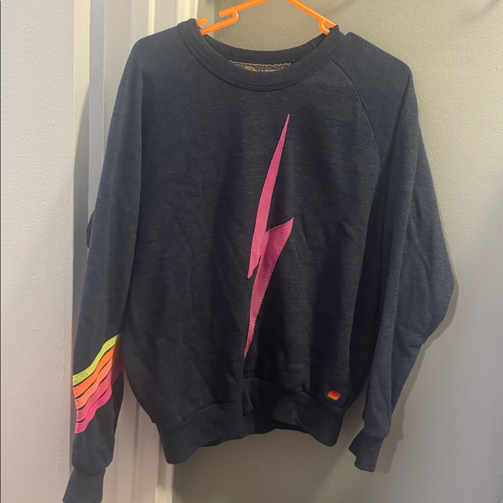 Aviator Nation Bolt crew sweatshirt in graysh blue